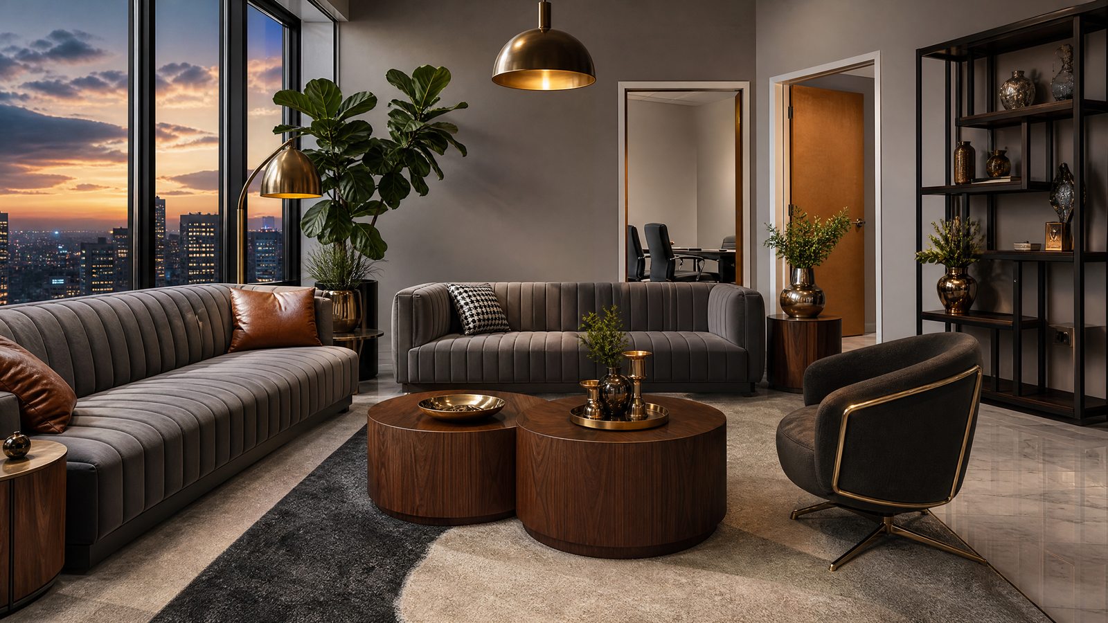 Turnkey furnished lounge ready for listing photos